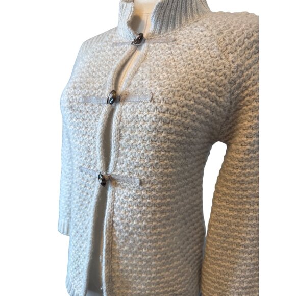 ZARA Beige Small Wool Blend Knit Cardigan Sweater Jacket Button Closures - Picture 10 of 16